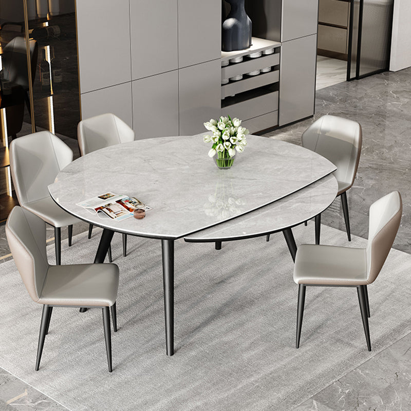 Modern Simple Dining Table Sintered Stone Dinner Table with Wooden Base