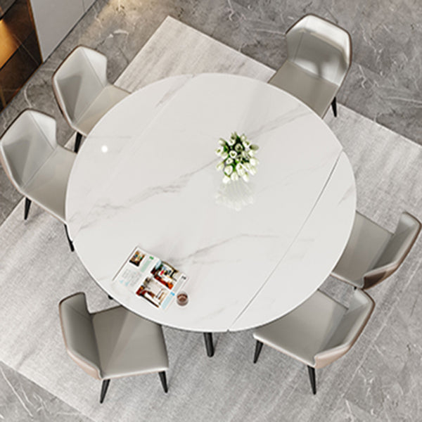 Modern Simple Dining Table Sintered Stone Dinner Table with Wooden Base