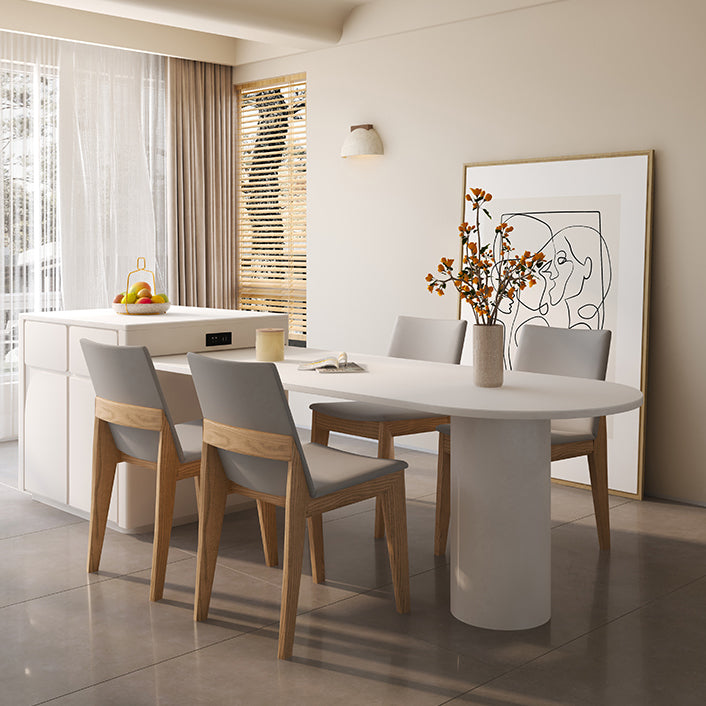 White Stone Top Dinette Table Modern Free Form Indoor Dining Table