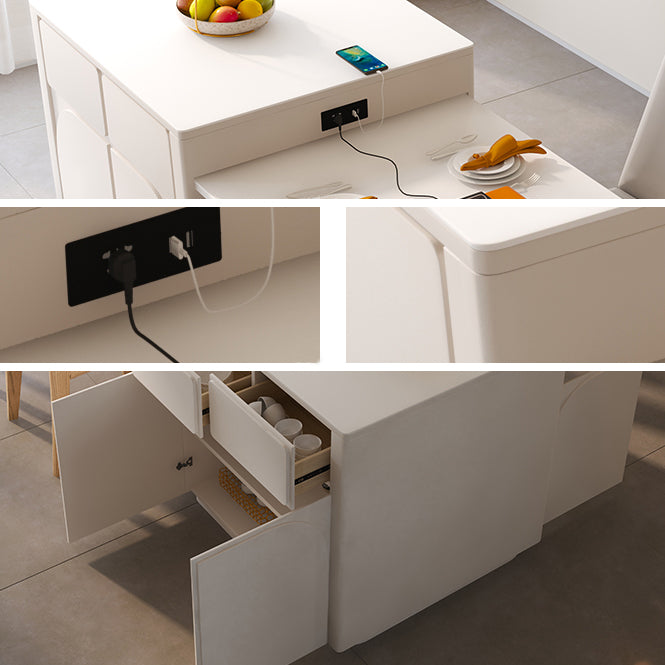 White Stone Top Dinette Table Modern Free Form Indoor Dining Table