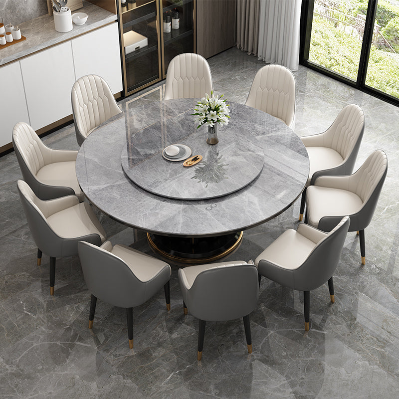 Modern Simple Dining Table Round Dinner Table with Rubberwood Base for Dining Room