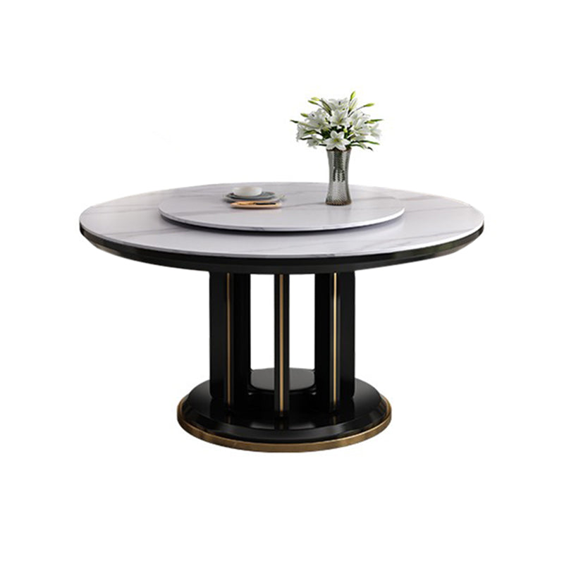 Modern Simple Dining Table Round Dinner Table with Rubberwood Base for Dining Room