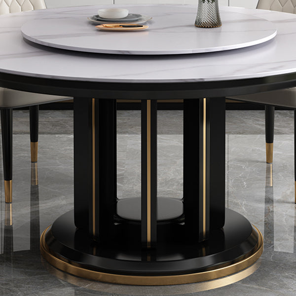 Modern Simple Dining Table Round Dinner Table with Rubberwood Base for Dining Room