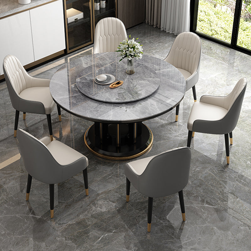 Modern Simple Dining Table Round Dinner Table with Rubberwood Base for Dining Room