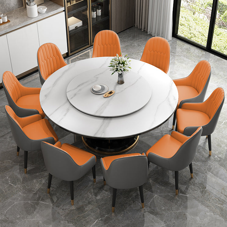 Modern Simple Dining Table Round Dinner Table with Rubberwood Base for Dining Room