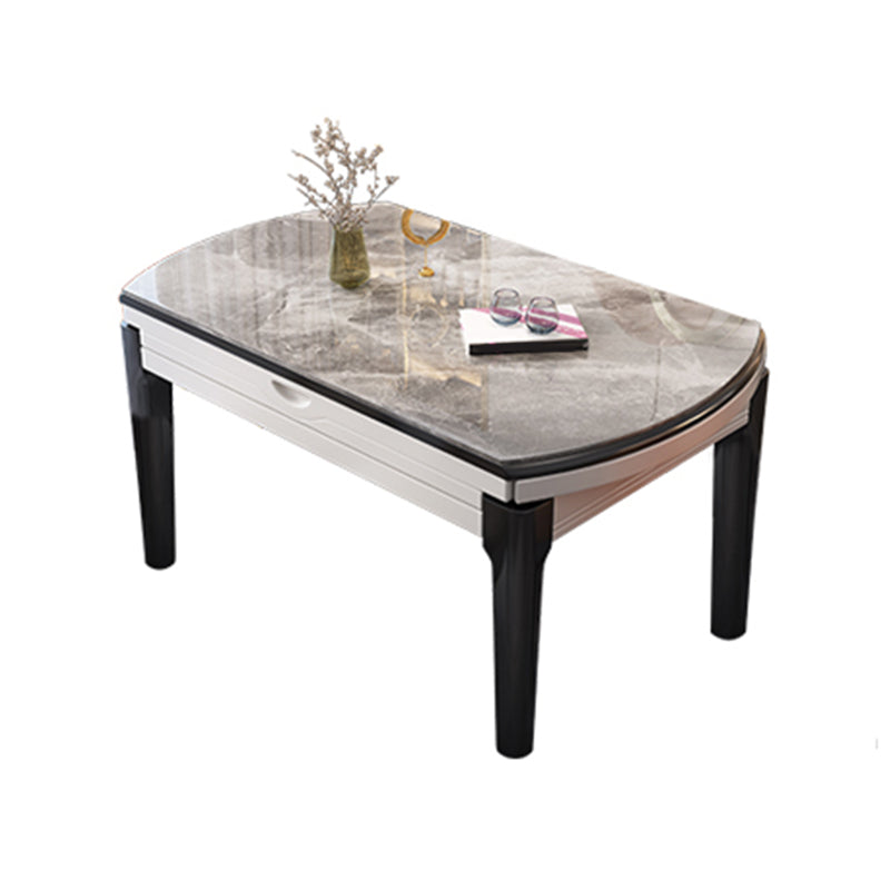 Modern Simple Dining Table Rectangle Shape Dinner Table with Wooden Base for Living Room