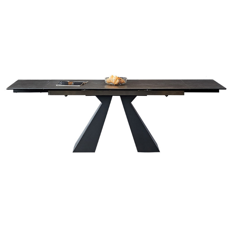 Modern Simple Dining Table Rectangle Dinner Table with Metal Base for Dining Room