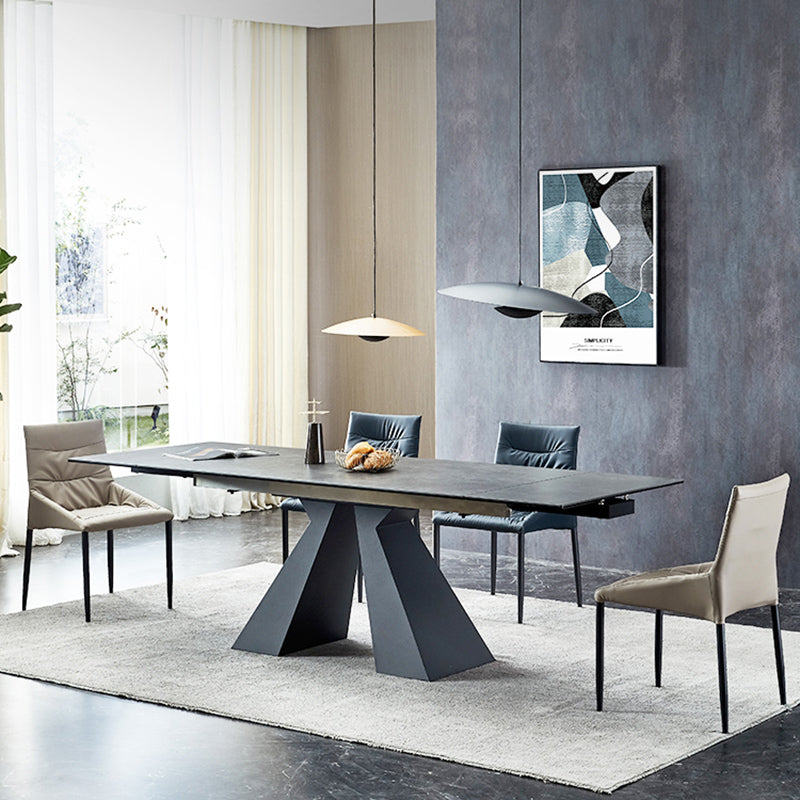 Modern Simple Dining Table Rectangle Dinner Table with Metal Base for Dining Room