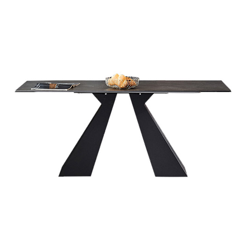 Modern Simple Dining Table Rectangle Dinner Table with Metal Base for Dining Room