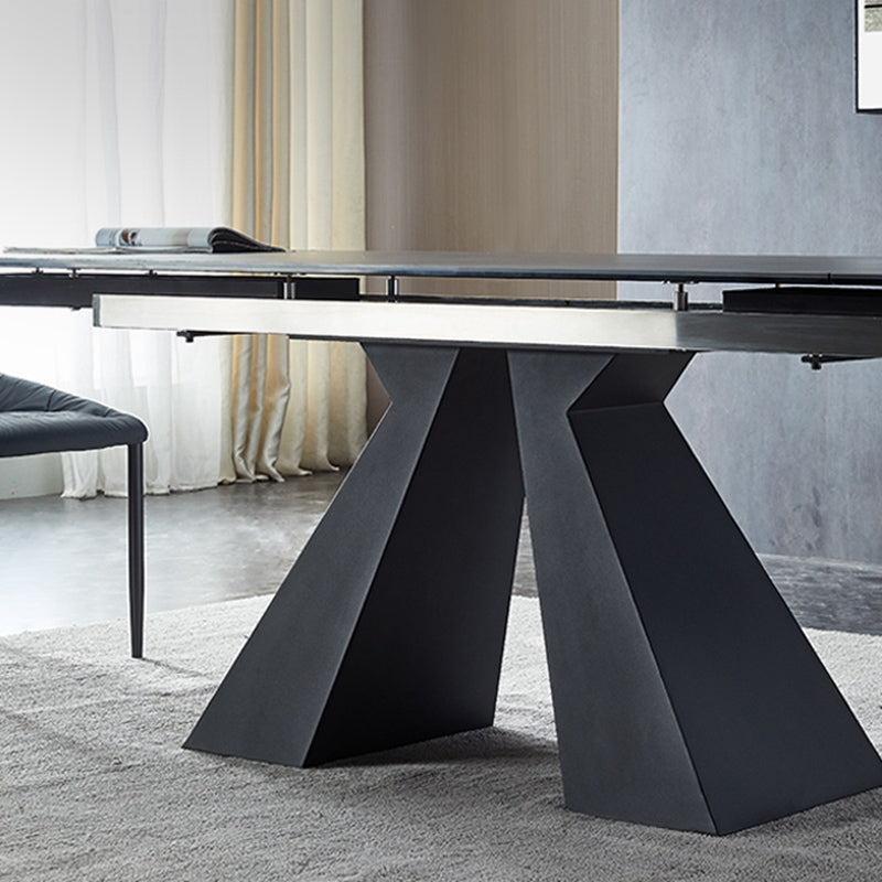 Modern Simple Dining Table Rectangle Dinner Table with Metal Base for Dining Room