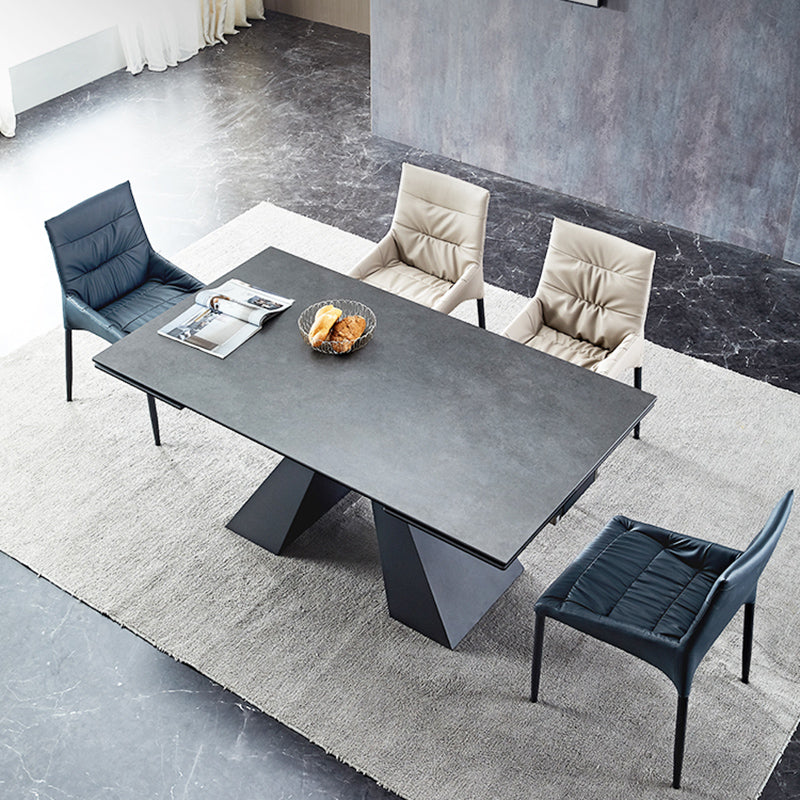 Modern Simple Dining Table Rectangle Dinner Table with Metal Base for Dining Room