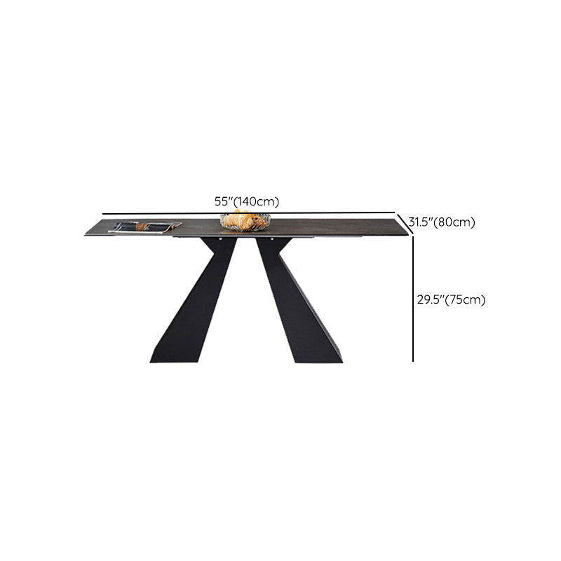 Modern Simple Dining Table Rectangle Dinner Table with Metal Base for Dining Room