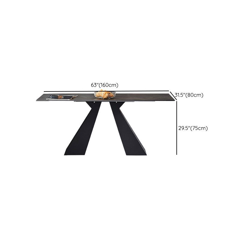 Modern Simple Dining Table Rectangle Dinner Table with Metal Base for Dining Room