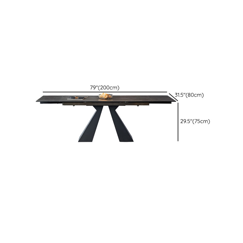 Modern Simple Dining Table Rectangle Dinner Table with Metal Base for Dining Room