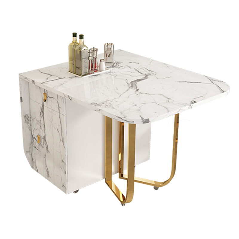 Modern Simple Dining Table Collapsible Dinner Table with Metal Base for Dining Room