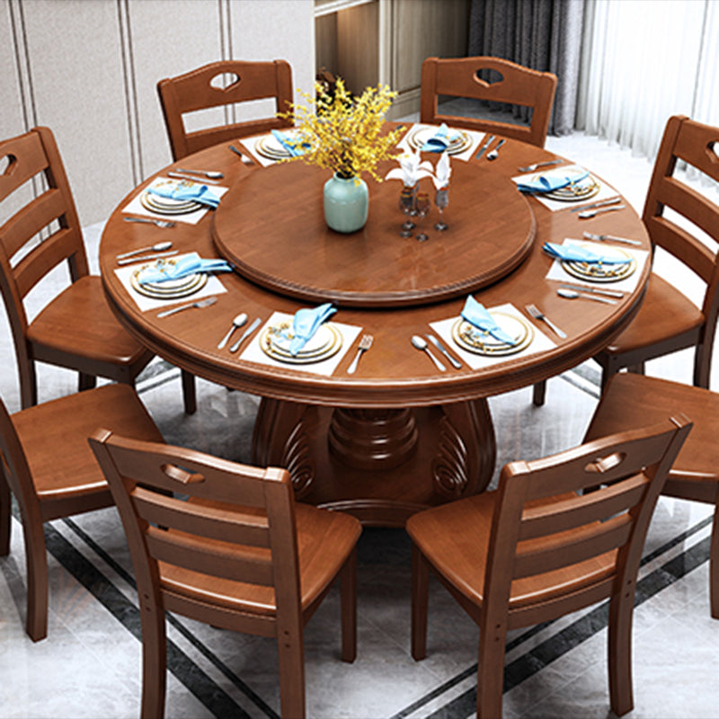 Traditional Solid Wood Dining Table Round Dinner Table for Dining Room