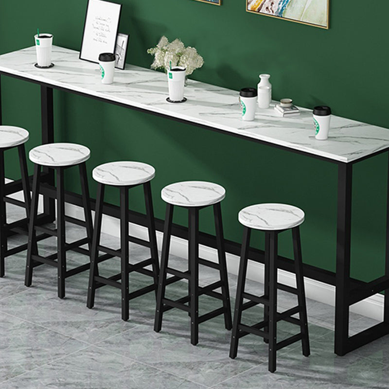 Modern Indoor Bar Dining Table Rectangle Bar Stool Table with Footrest
