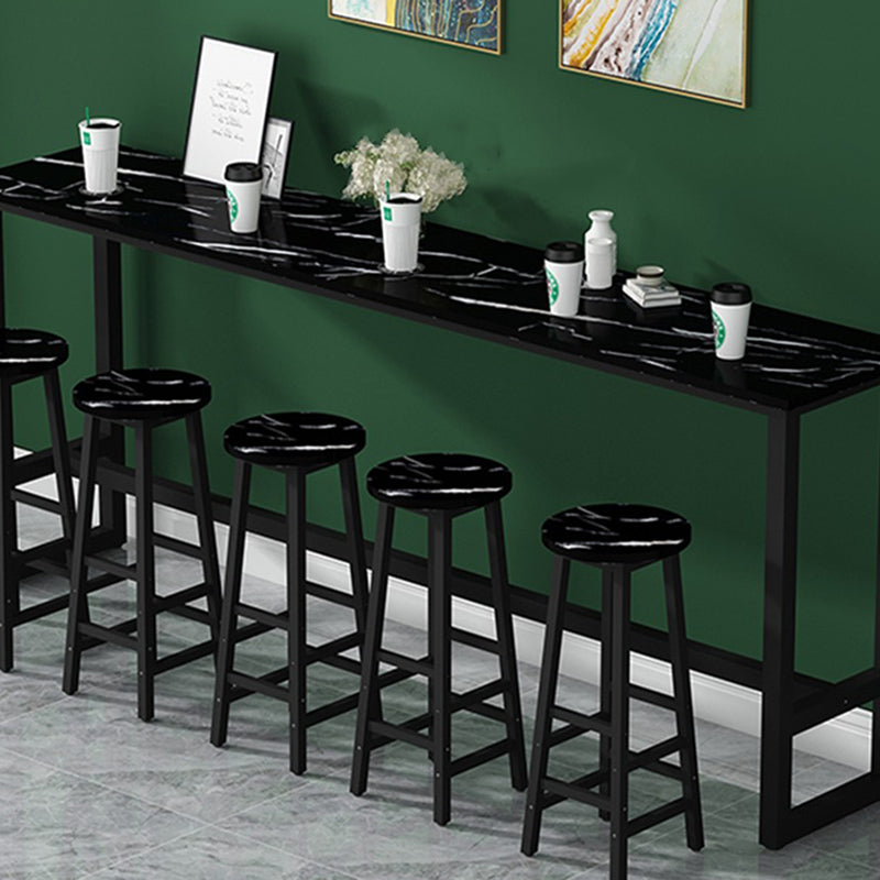 Modern Indoor Bar Dining Table Rectangle Bar Stool Table with Footrest