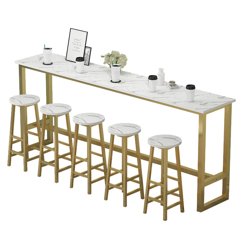 Modern Indoor Bar Dining Table Rectangle Bar Stool Table with Footrest