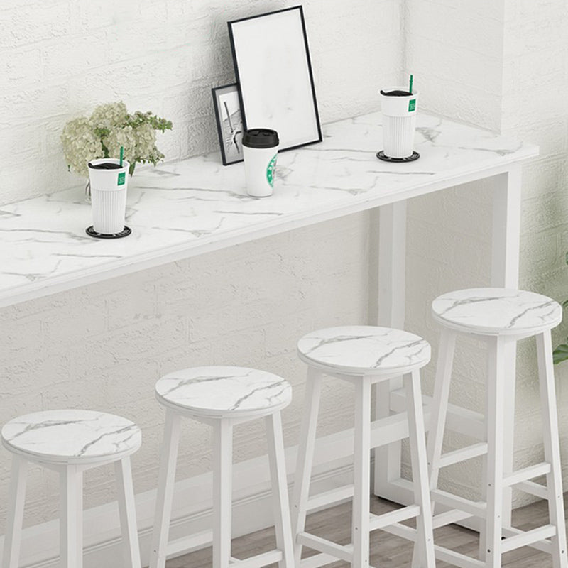 Modern Indoor Bar Dining Table Rectangle Bar Stool Table with Footrest