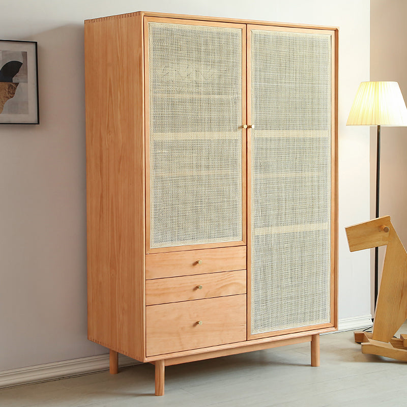 Pine Solid Wood Wardrobe Modern Freestanding Wardrobe with Legs