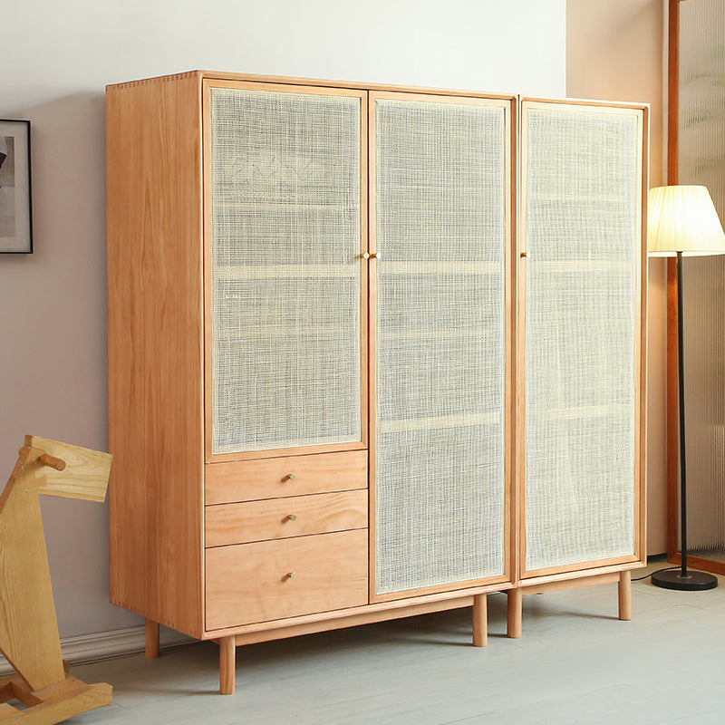 Pine Solid Wood Wardrobe Modern Freestanding Wardrobe with Legs