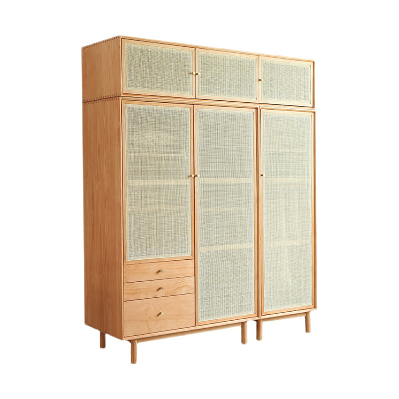 Pine Solid Wood Wardrobe Modern Freestanding Wardrobe with Legs