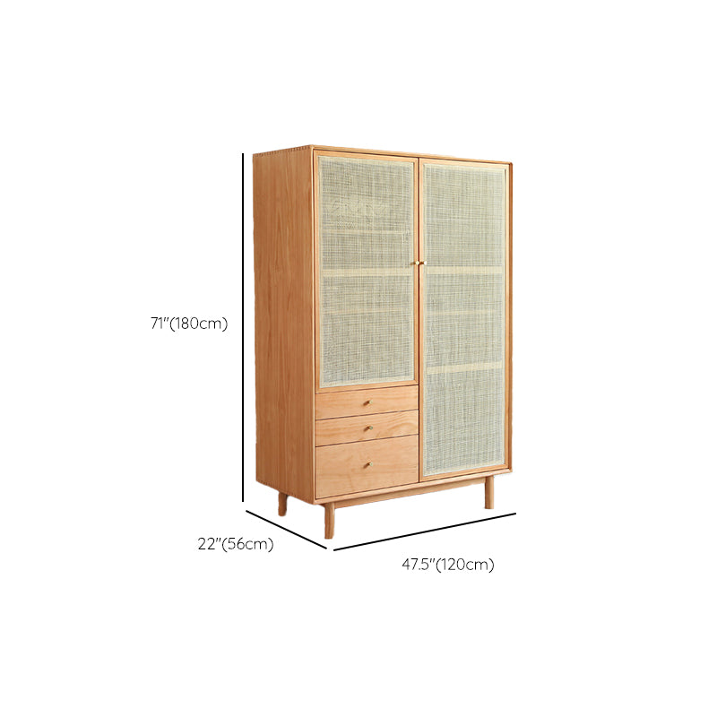 Pine Solid Wood Wardrobe Modern Freestanding Wardrobe with Legs