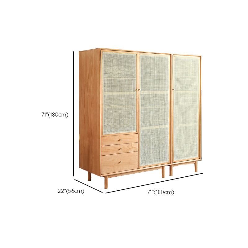 Pine Solid Wood Wardrobe Modern Freestanding Wardrobe with Legs