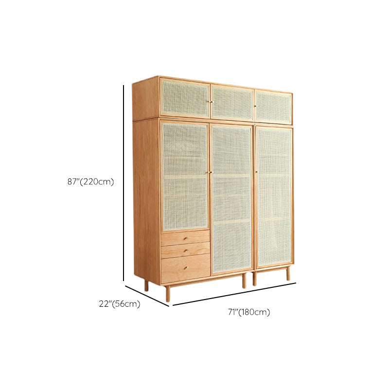 Pine Solid Wood Wardrobe Modern Freestanding Wardrobe with Legs
