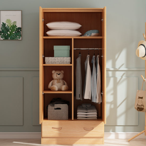Modern Natural Solid Wood Wardrobe Freestanding Wardrobe with Self Close Drawers