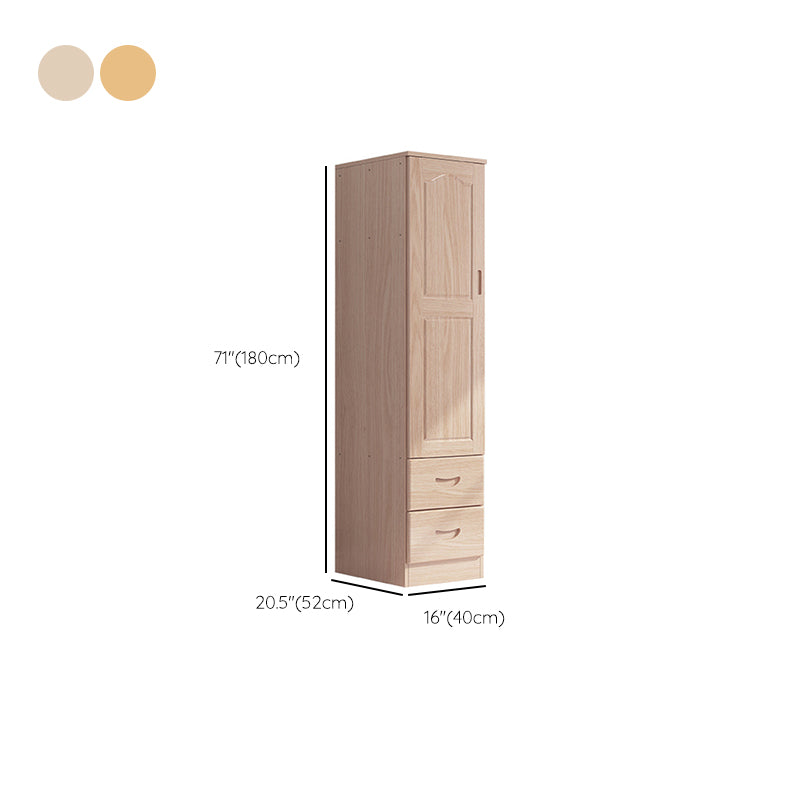 Modern Natural Solid Wood Wardrobe Freestanding Wardrobe with Self Close Drawers