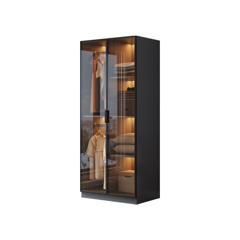 Freestanding Tempered Glass Wardrobe Modern Wardrobe with Garment Rod