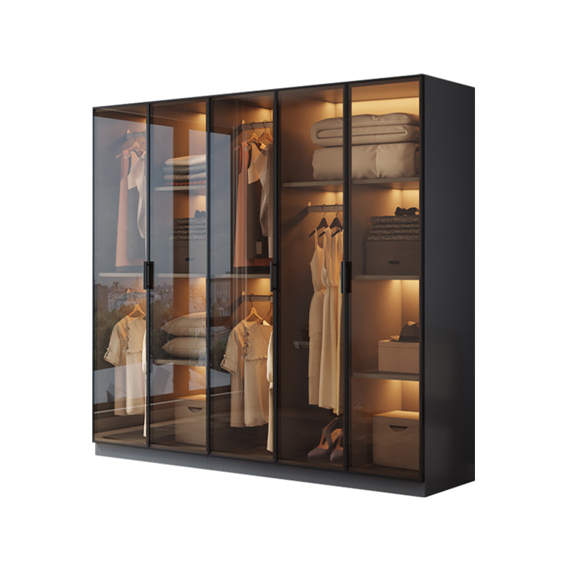 Freestanding Tempered Glass Wardrobe Modern Wardrobe with Garment Rod