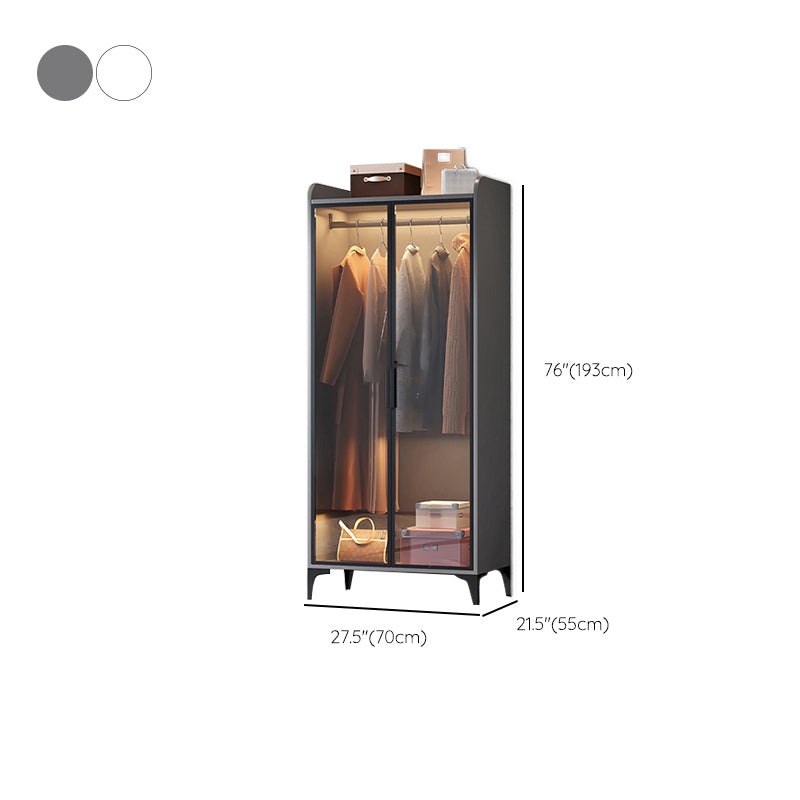 Contemporary Wood Frame Wardrobe Freestanding Wardrobe with Glass Doors