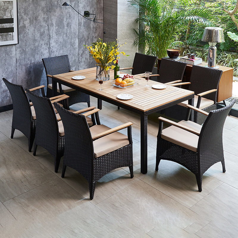 Boho 1/5/7/9 Pcs Patio Dining Table Set Wood Dining Table Set