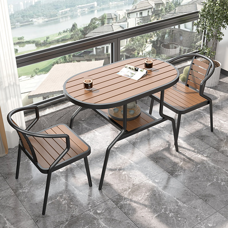 Boho Style 1/3 Pcs Patio Dining Table Set Wood Dining Table Set