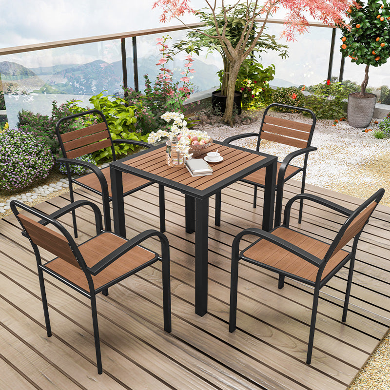 Industrial Wood Patio Dining Table 1/5/7 PCS Geometric Dining Set