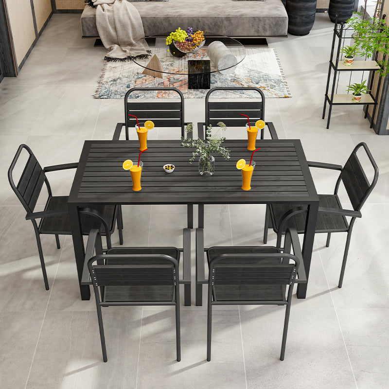 Industrial Wood Patio Dining Table 1/5/7 PCS Geometric Dining Set