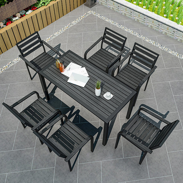 Industrial Geometric Patio Dining Table 1/5/7 PCS Plastic Wood Dining Set