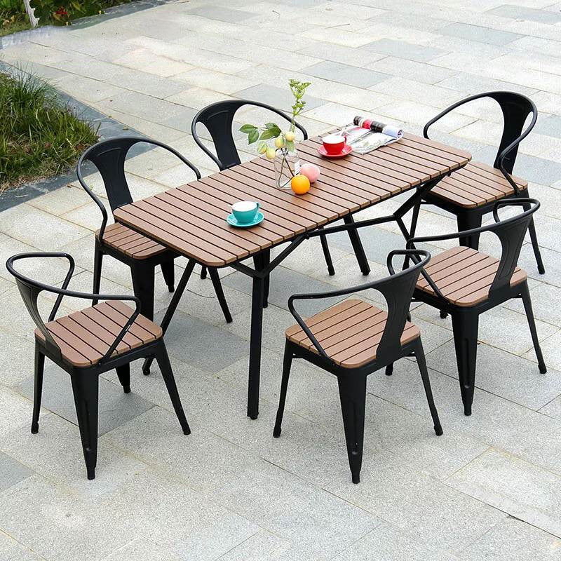 Industrial Wood Patio Dining Table 3/5/7 Pieces Geometric Dining Set