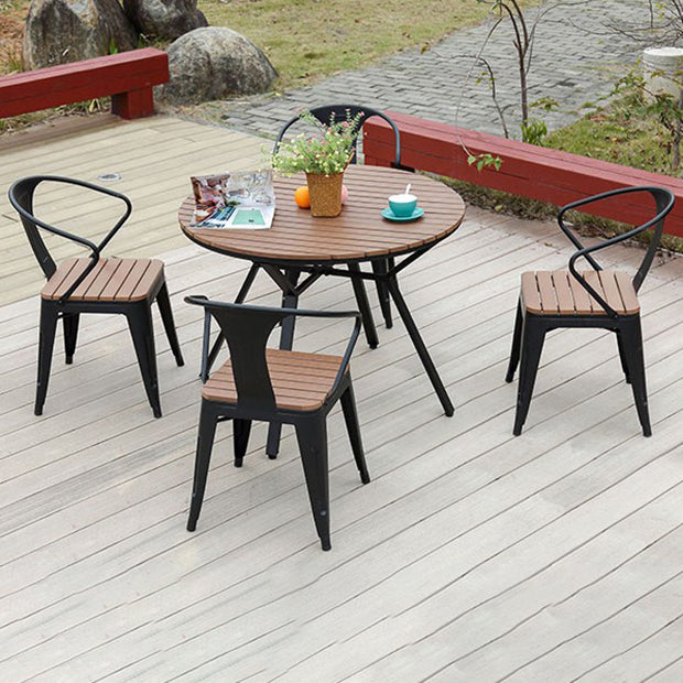 Industrial Wood Patio Dining Table 3/5/7 Pieces Geometric Dining Set