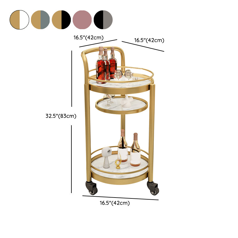 Modern Open Storage Prep Table Round Shape Home Dining Kitchen Trolley