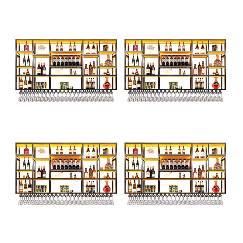 Wine Rack Modern Style Wall Mounted Wine Holder Rack with Wooden Shelf