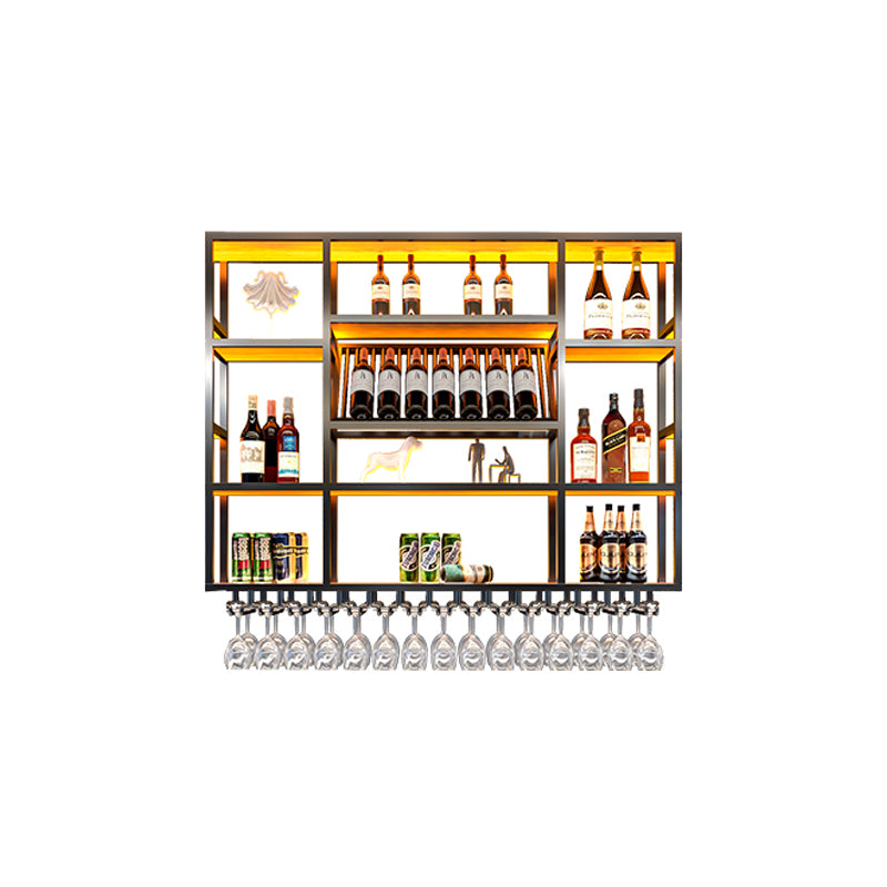 Wine Rack Modern Style Wall Mounted Wine Holder Rack with Wooden Shelf
