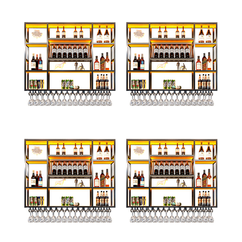 Wine Rack Modern Style Wall Mounted Wine Holder Rack with Wooden Shelf