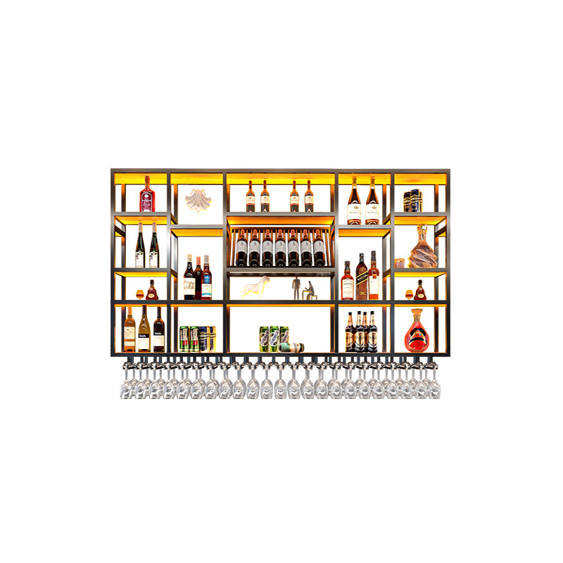 Wine Rack Modern Style Wall Mounted Wine Holder Rack with Wooden Shelf