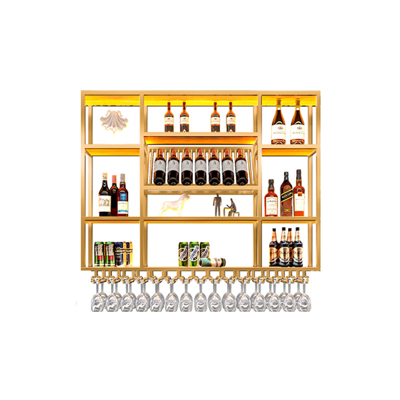Wine Rack Modern Style Wall Mounted Wine Holder Rack with Wooden Shelf