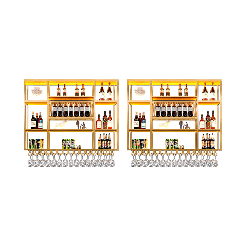 Wine Rack Modern Style Wall Mounted Wine Holder Rack with Wooden Shelf
