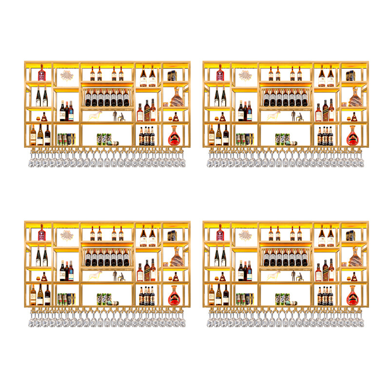 Wine Rack Modern Style Wall Mounted Wine Holder Rack with Wooden Shelf